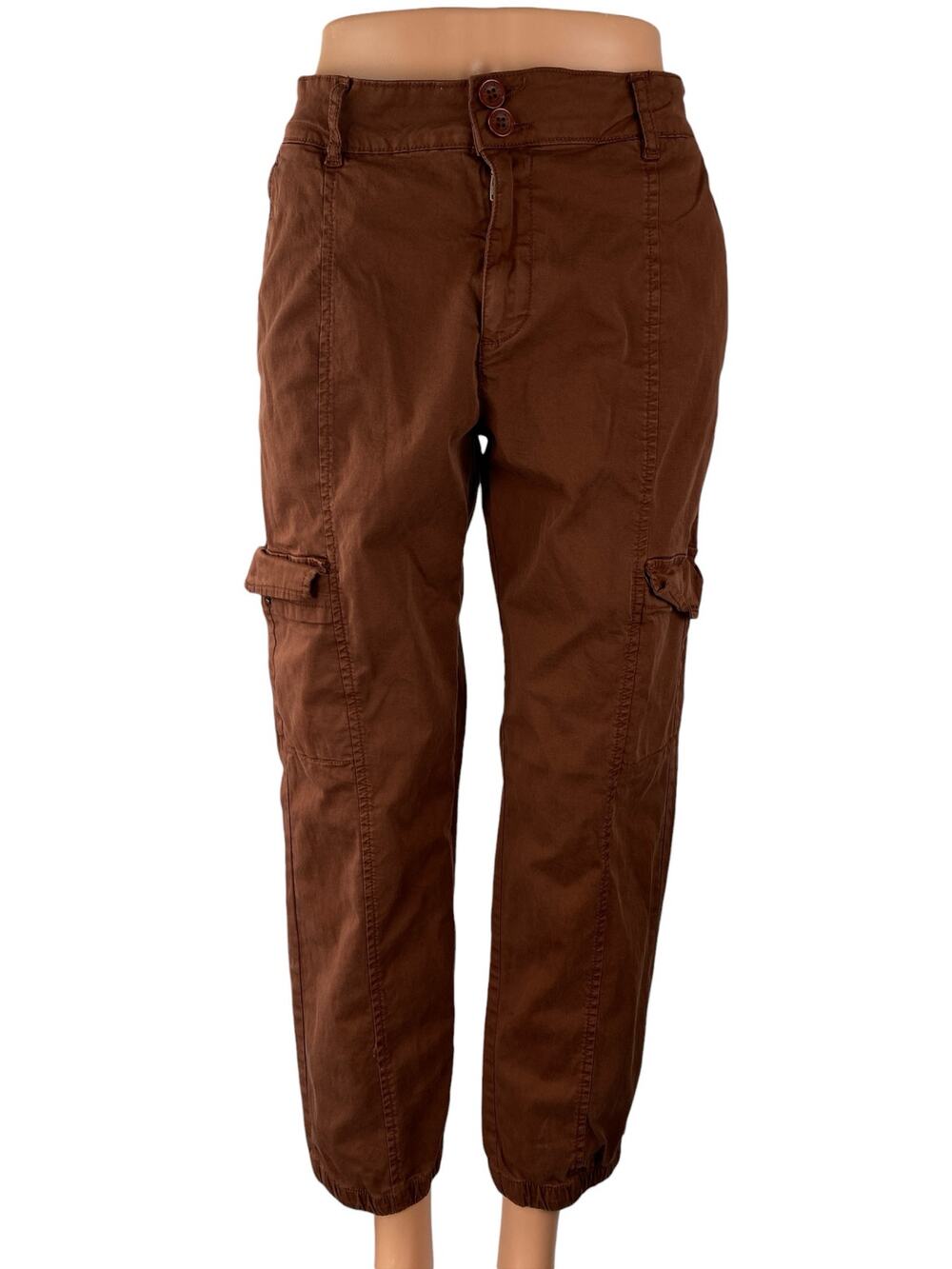 Sanctuary Women's Brown High Waisted Loose Fit Straight Trousers Cargo Pants 30